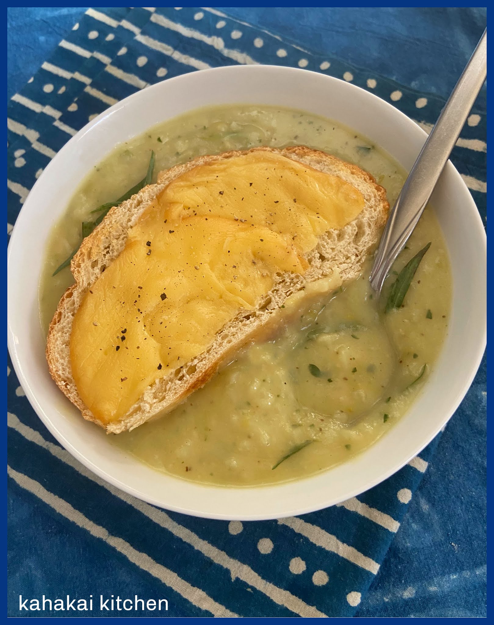 Kahakai Kitchen Nigel Slater's Cauliflower & Leek Soup with Cheesy
