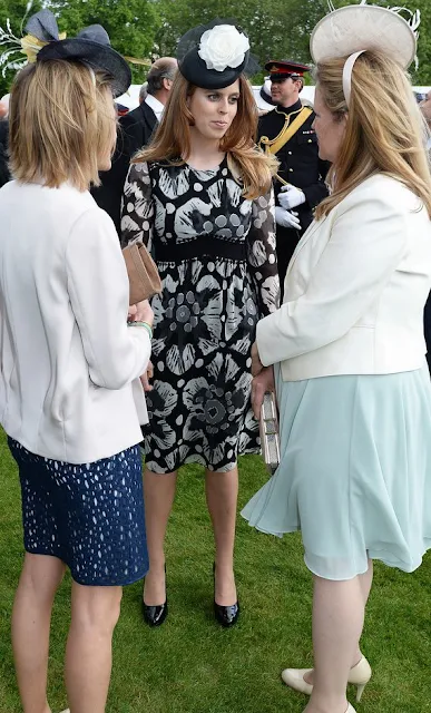 Kate Middleton wore Alexander McQueen ivory dress. Kate Middleton and Prince William attend Garden Party. Princess Beatrice and Princess Eugenie, Queen Elizabeth