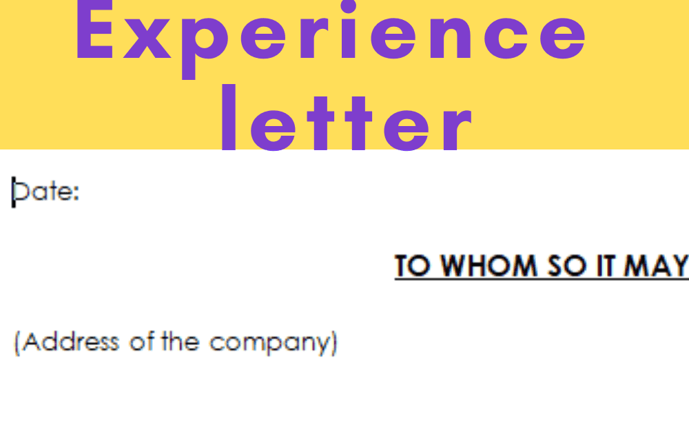 Experience letter samples example of template in word format for work