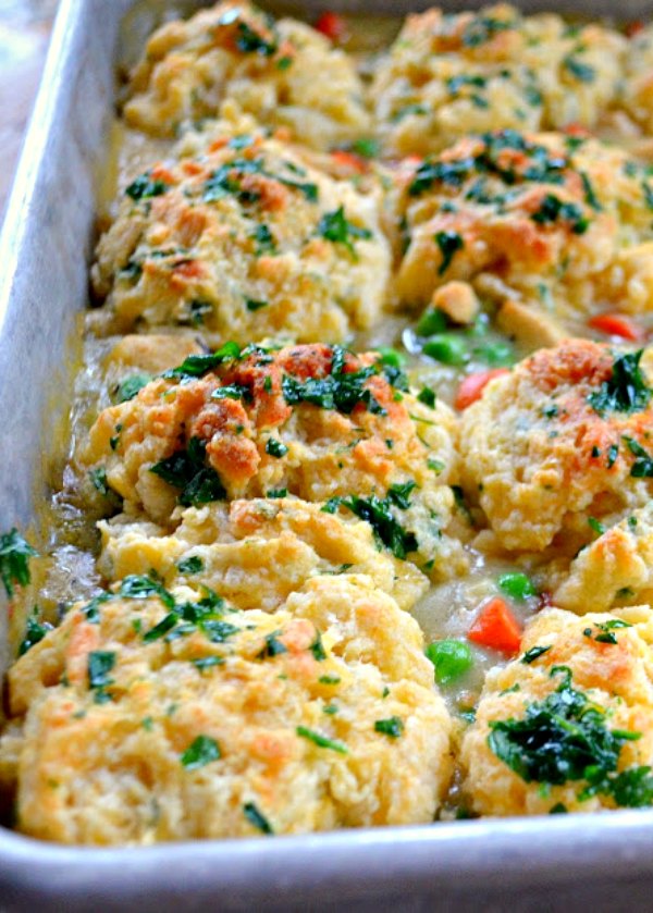 Chicken Casserole With Garlic Cheddar Biscuit Crust Serena Bakes