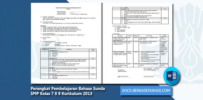 Perangkat Pembelajaran Bahasa Sunda Smp Kelas 7 8 9 Kurikulum 2013 Dokumen Berkas Edukasi