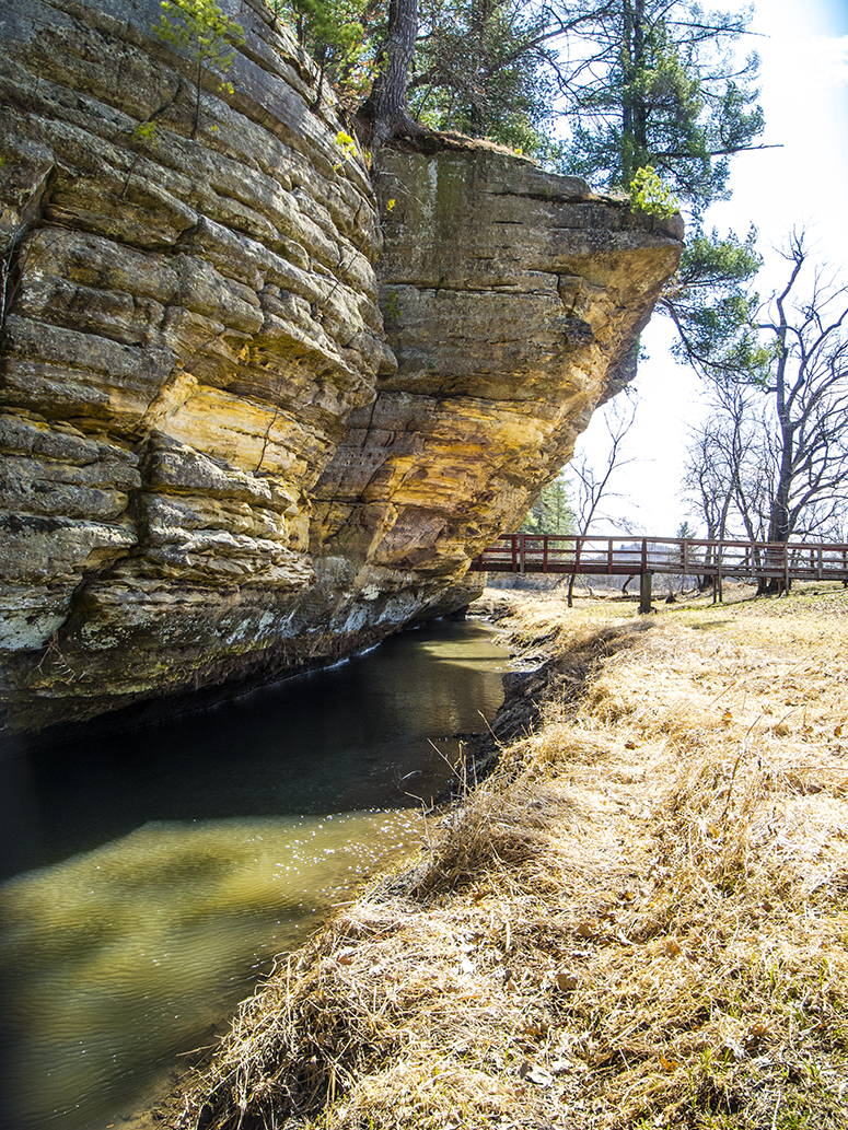 Pine River at base of rock escarpment