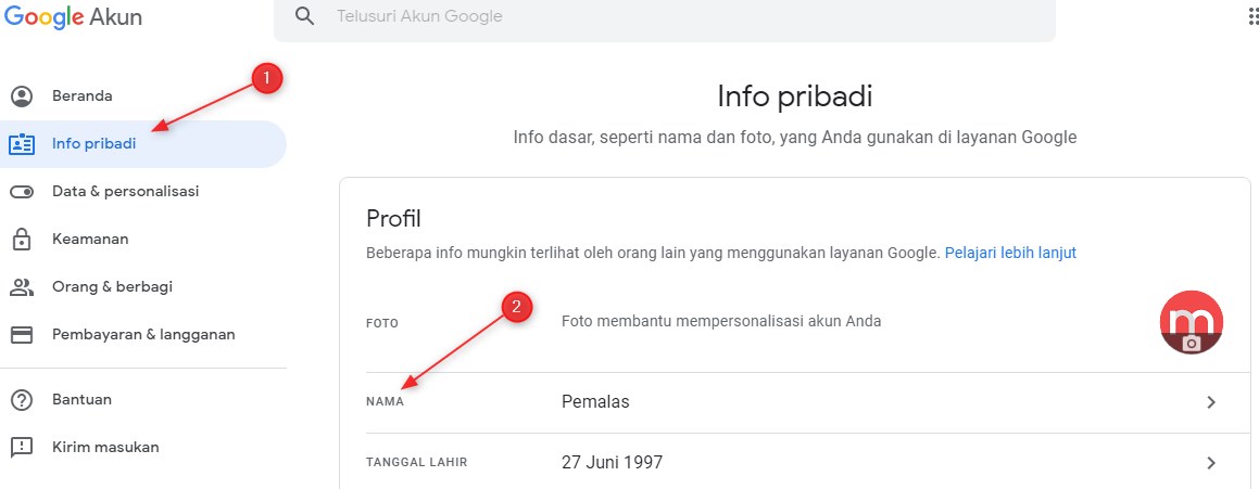 Cara mengubah alamat email di gmail