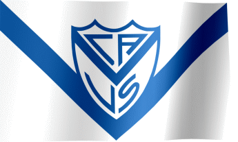 The waving flag of Club Atlético Vélez Sarsfield with the logo (Animated GIF)