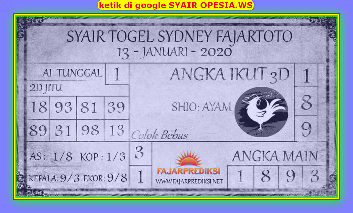 1 New Message Kode Syair Sydney 13 Januari 2020 Forum Syair Togel Hongkong Singapura Sydney