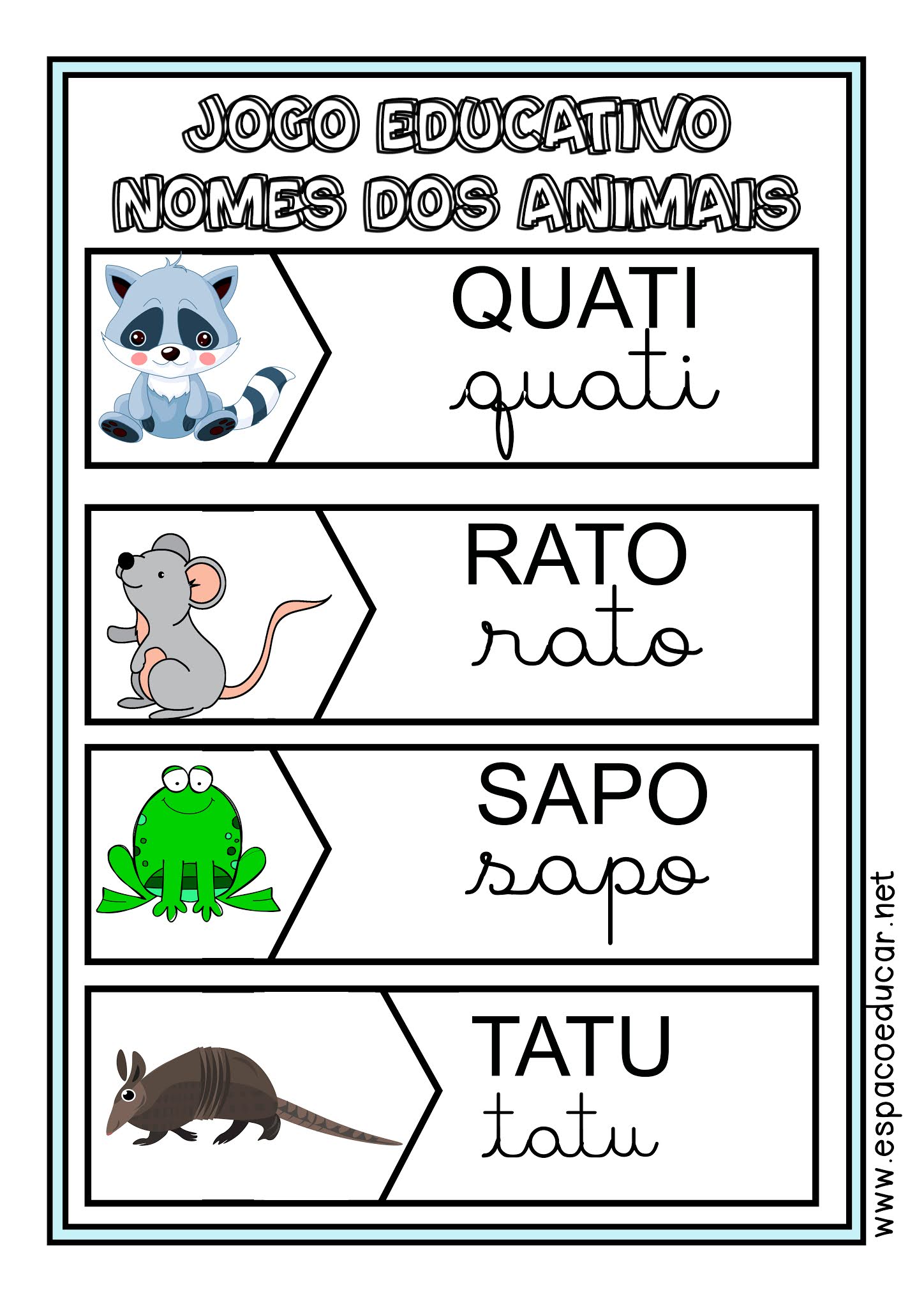 JOGO EDUCATIVO NOME DOS ANIMAIS DE ENCAIXE ATIVIDADE PARA