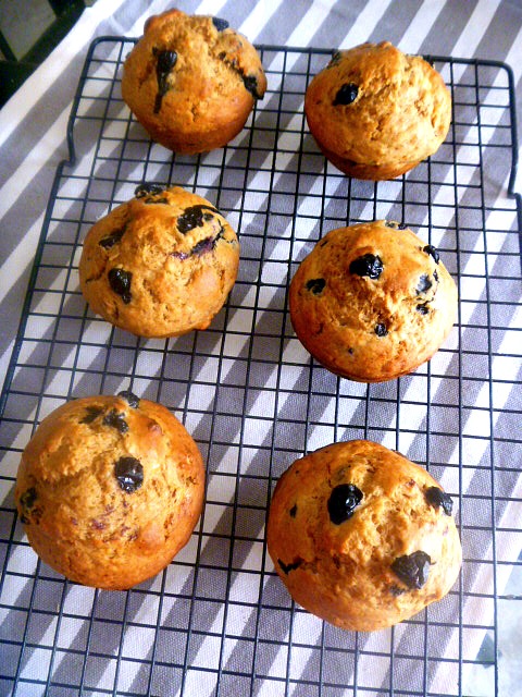 A hint of almond brings out the flavors of these delicate and light blueberry and banana muffins.  - Slice of Southern