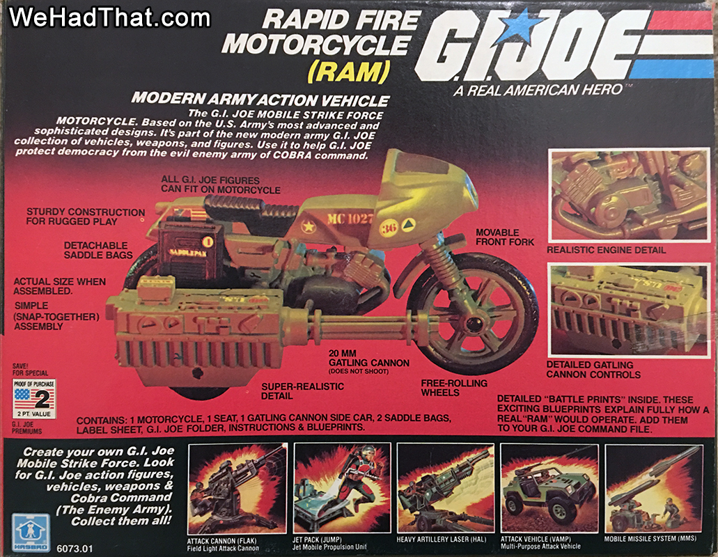 GI Joe A Real American Hero RAM Rapid Fire Motorcycle (Hasbro, 1982)