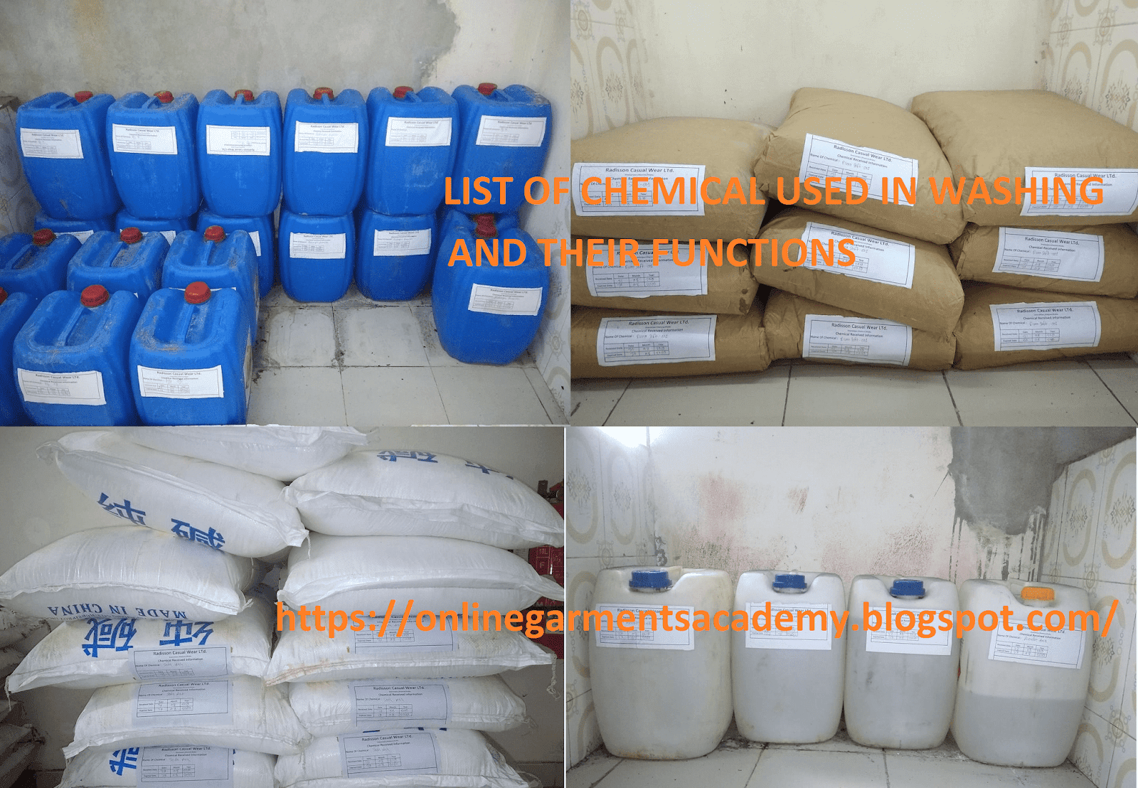 List of chemicals used in Garments washing and their Functions