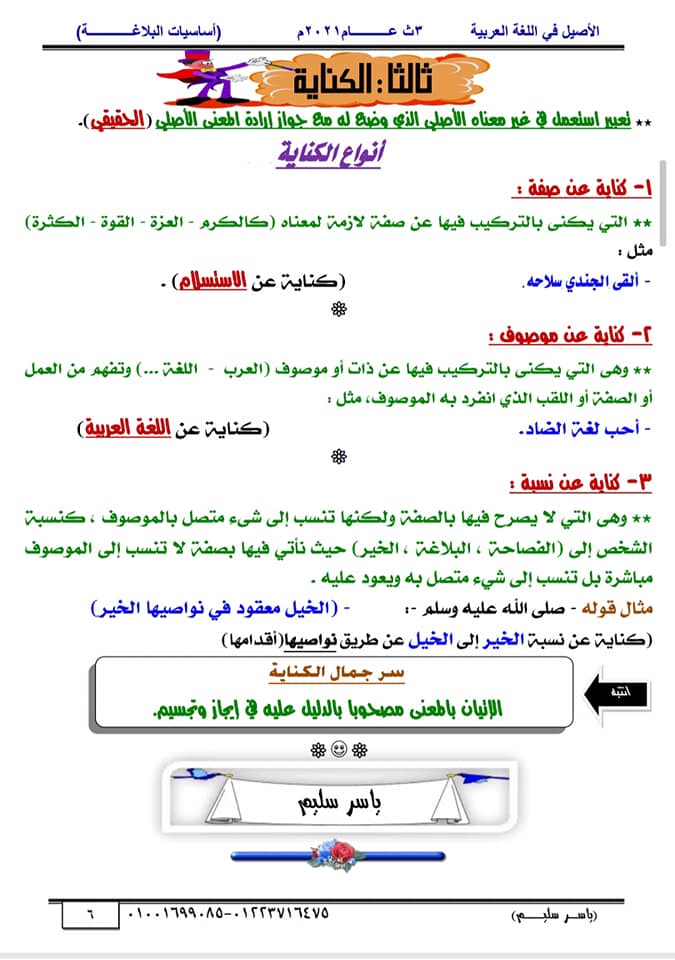 مراجعة البلاغة لثالثة ثانوي أ/ ياسر سليم 6