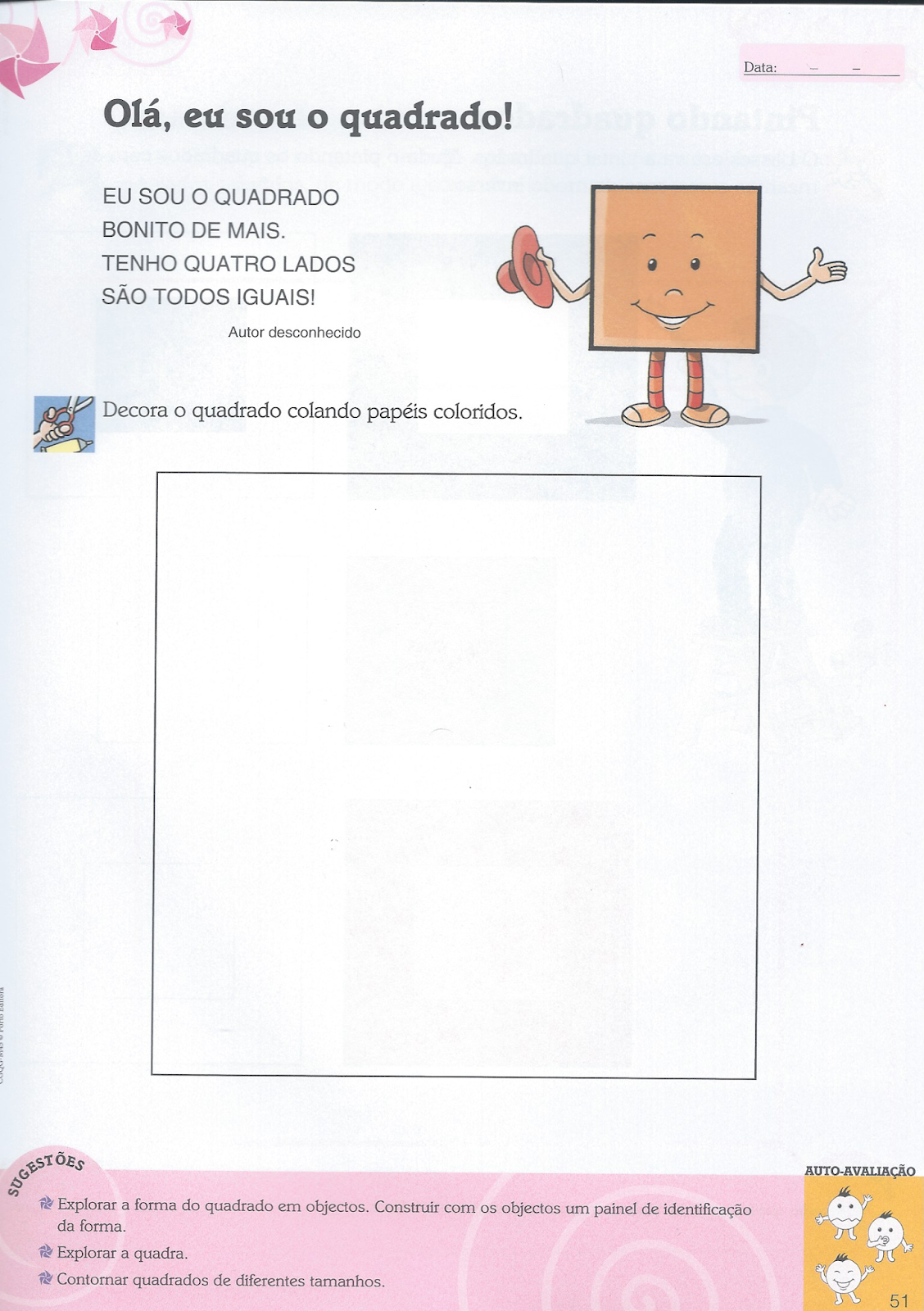 Aprende Brincando Fichas PréEscolar Quadrado Formas