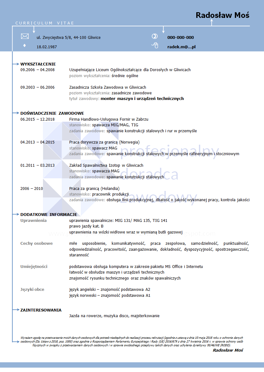 Životopis anglicky vzor image