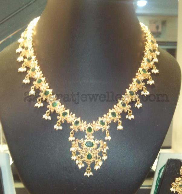 Uncut Diamond Emerald Necklace - Jewellery Designs