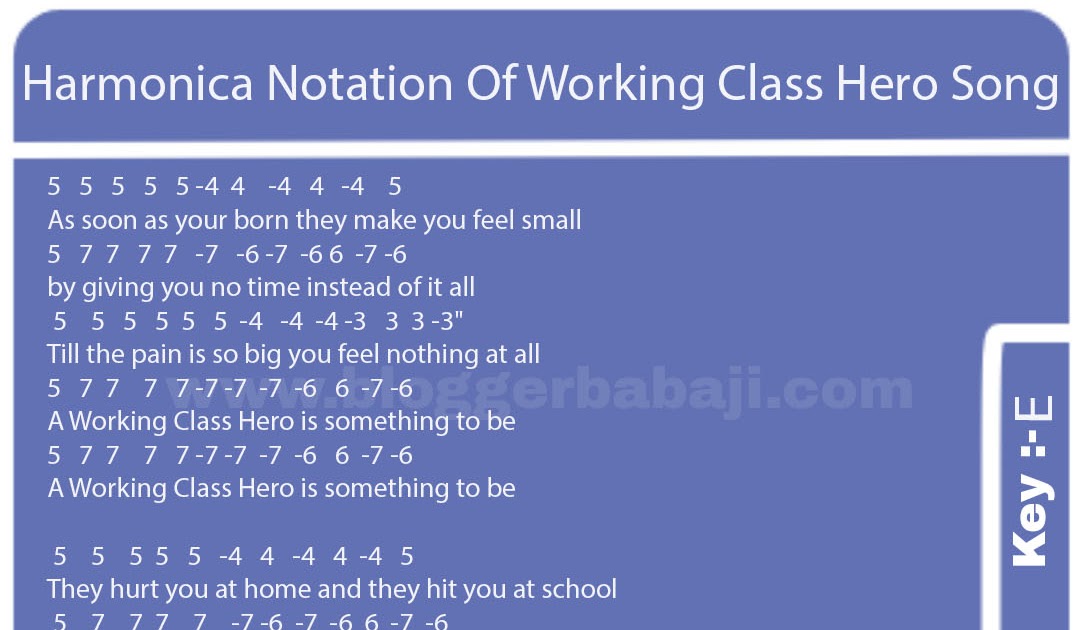 Harmonica Notation Of Working Class Hero Song
