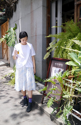 小幫手實穿晴空捲雲飄飄雪紡裙-天藍