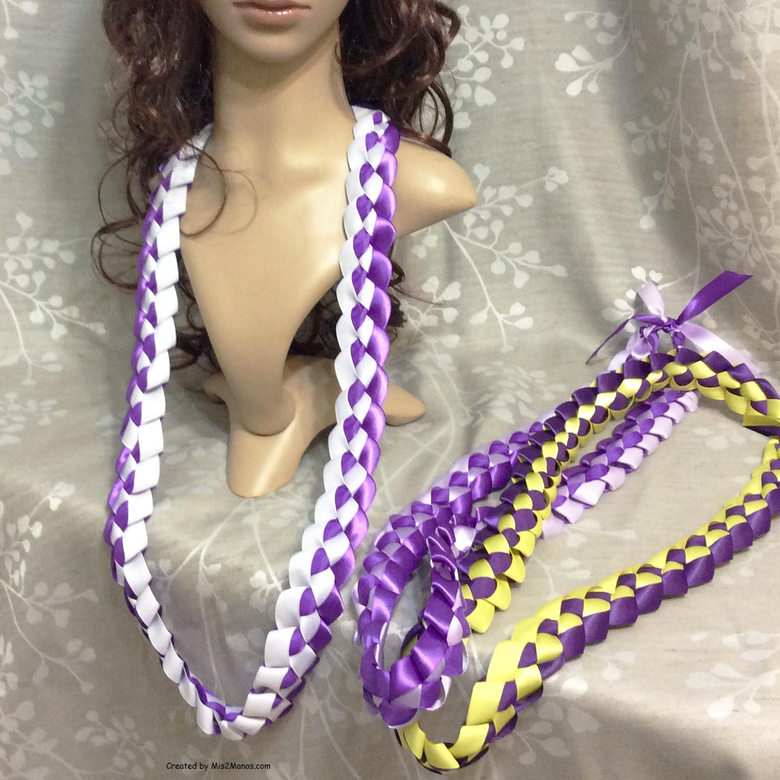 Mis 2 Manos Made by My Hands Graduation Ribbon Lei SALE Purple and