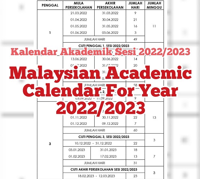 Academic Calendar For Year 2022 For Malaysian Students Tekkaus