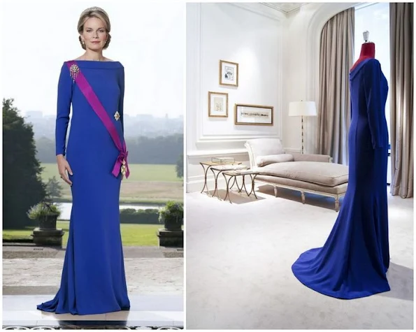 Queen Mathilde wears Natan Blue Gown