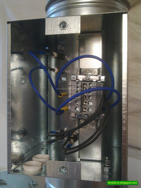 Содержимое отсека подключения канального нагревателя C-EVN-K-160-3,0 от ССК