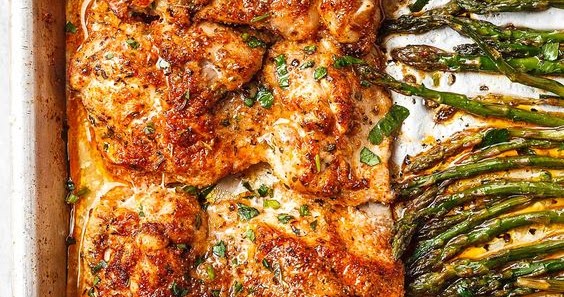 Best Oven Baked Chicken with Asparagus - the chunky chef