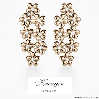 Crown Princess Victoria Kreuger Jewellery Rose Gold Poppy Earrings with Diamonds