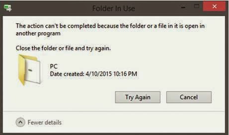  The action cant be completed because the folder or a file in it is open in another program solutions