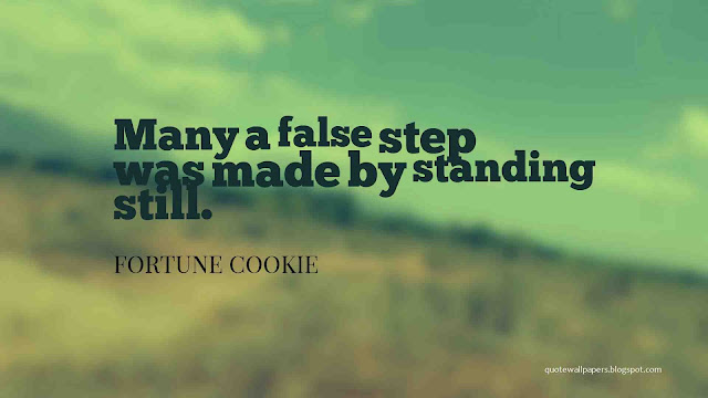 Many a false step was made by standing still.  —FORTUNE COOKIE