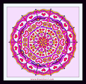 Mandalas on Monday ©BionicBasil® Colouring With Cats Mandala #100 coloured by Cathrine Garnell