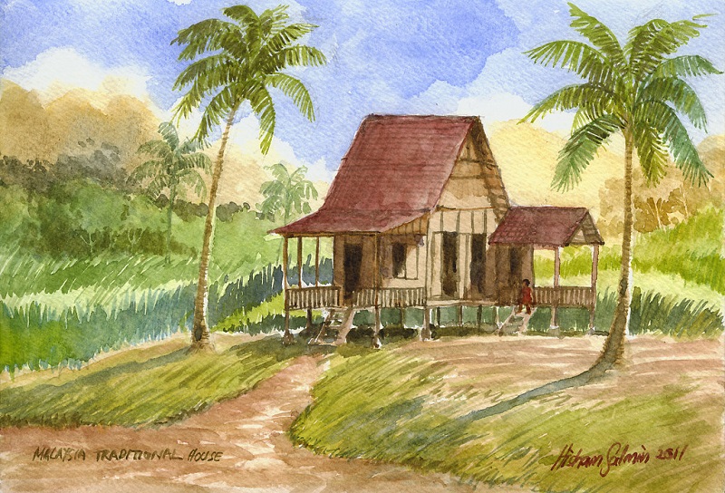  Lukisan Rumah  Kampung