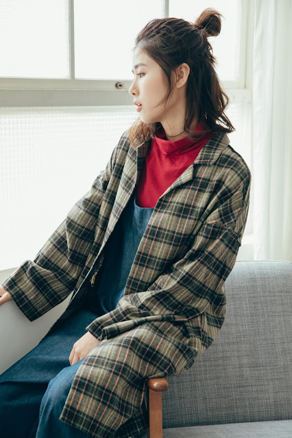 蘇珊的格紋作業簿無釦大衣