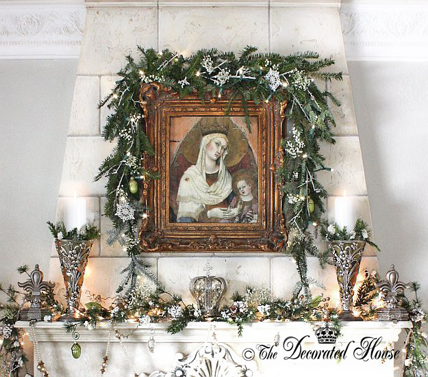 The Decorated House ~ Christmas Mantel 2014 - White and Silver