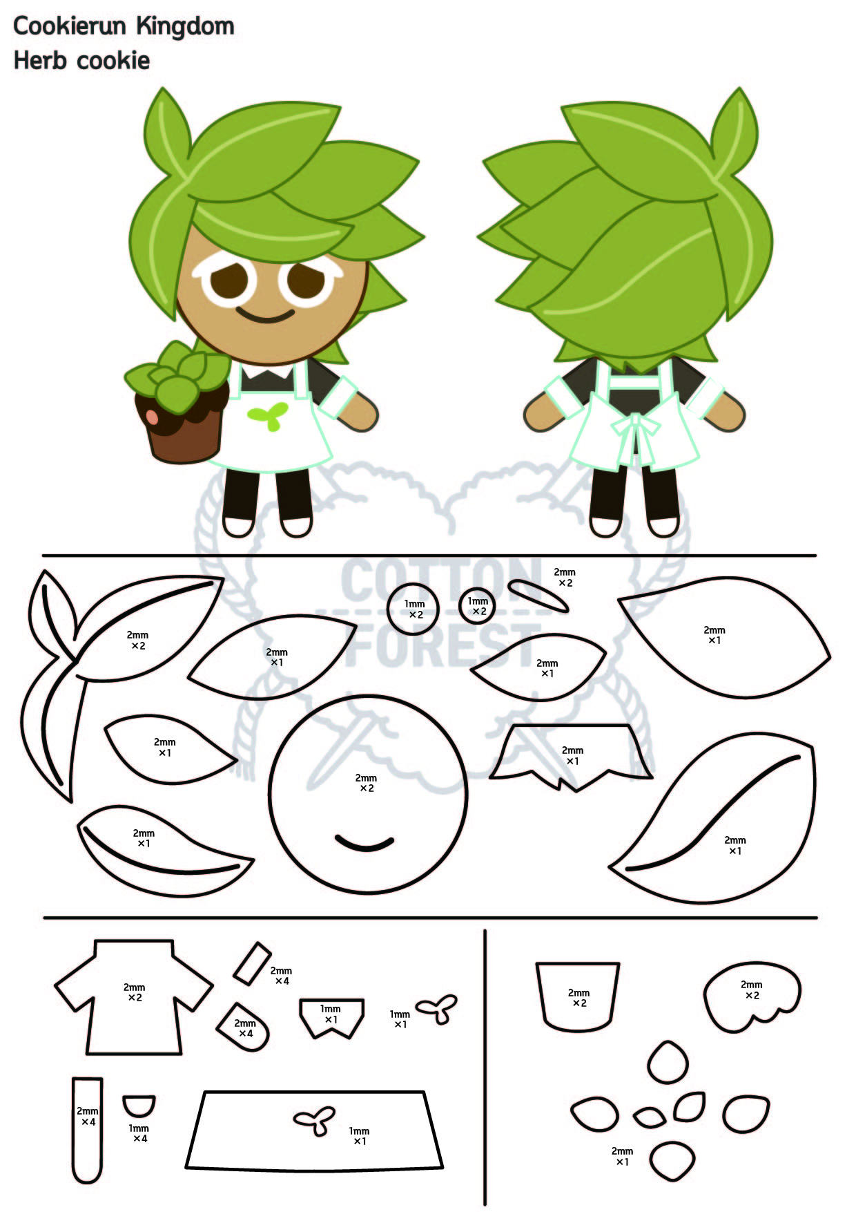 Cookierun Kingdom Herb cookie Felt doll