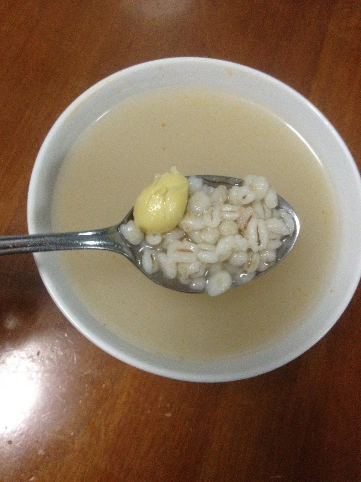 Dried Bean Curd, Barley with Gingko Nuts Dessert Soup Yummy! Yummy!