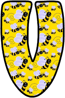 Abecedario de Abejas en Fondo Amarillo. Yellow Alphabeth with Bees.