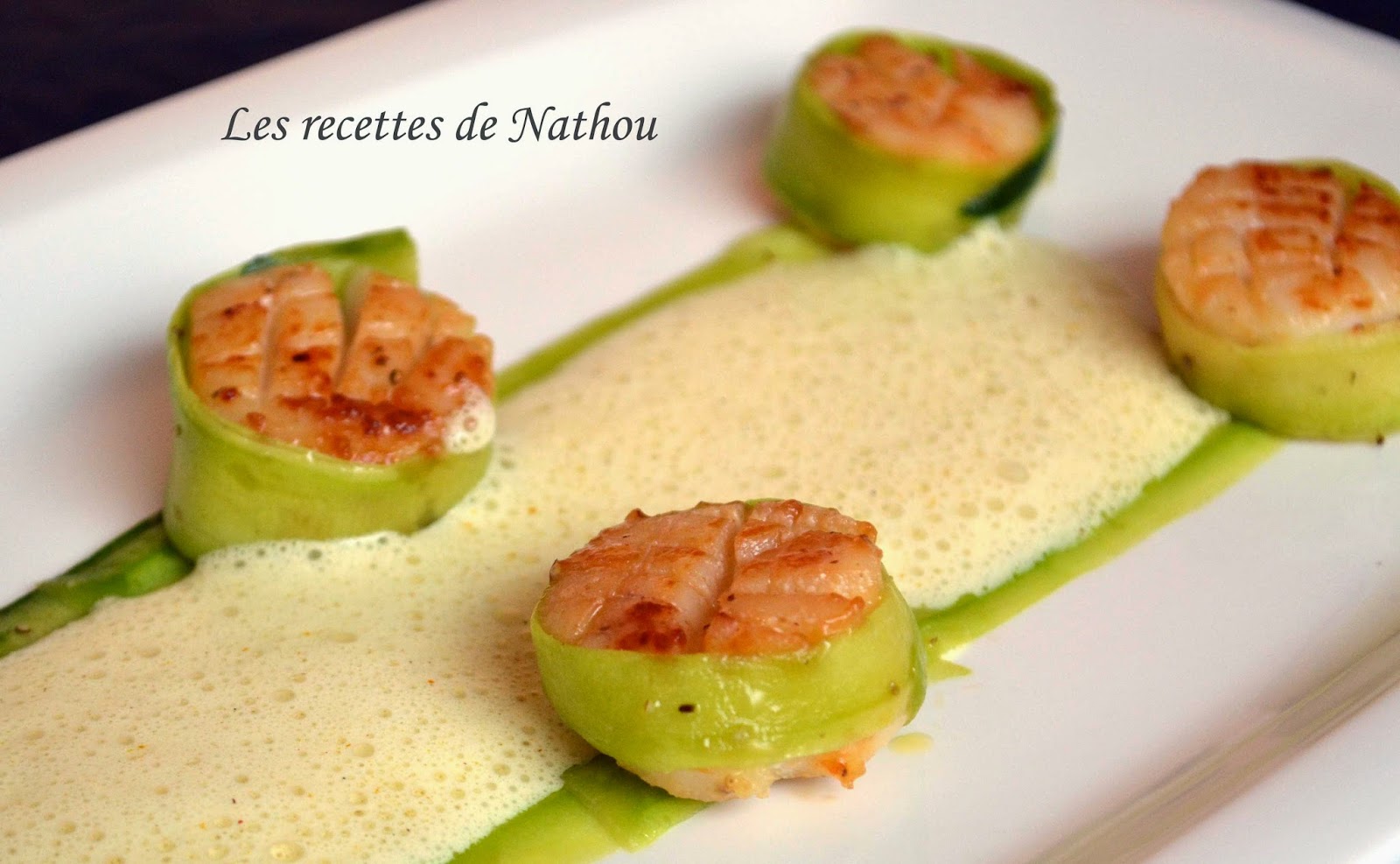 Ma cuisine au fil de mes idées... SaintJacques aux courgettes, émulsion au curry