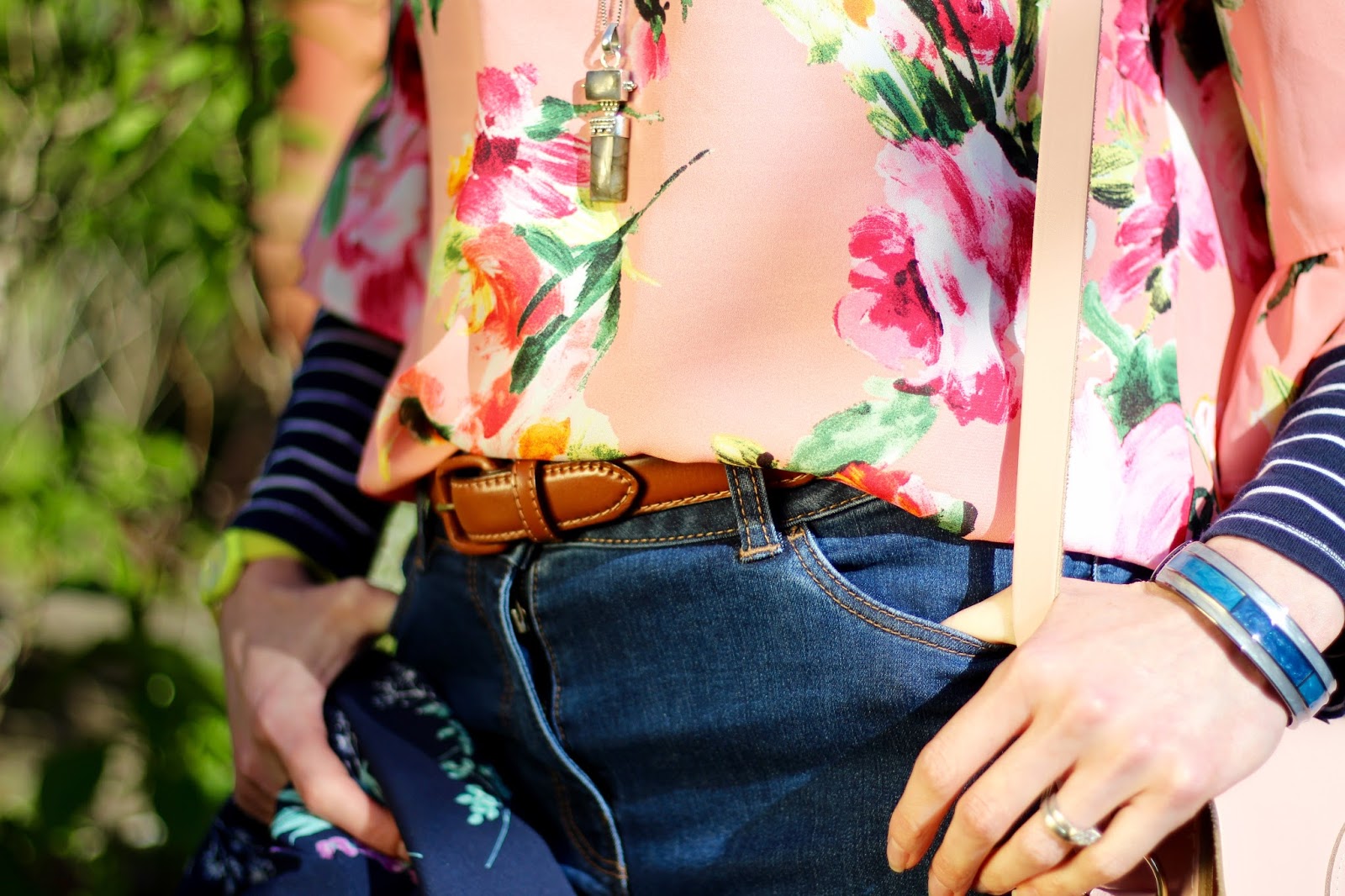 Mixing Florals | Pink Floral blouse, Navy Blazer & Bootcut Jeans | Bonmarché