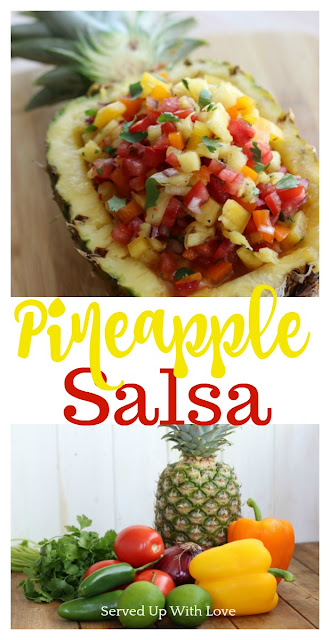 This Pineapple Salsa is full of bright, fresh flavors and is a cinch to make with only a few fresh ingredients. Its perfect with chicken, fish, steak, or just dig in with some tortilla chips.