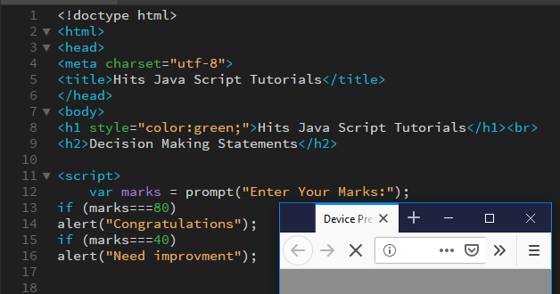 if and if else Statements | Hits JavaScript Tutorial