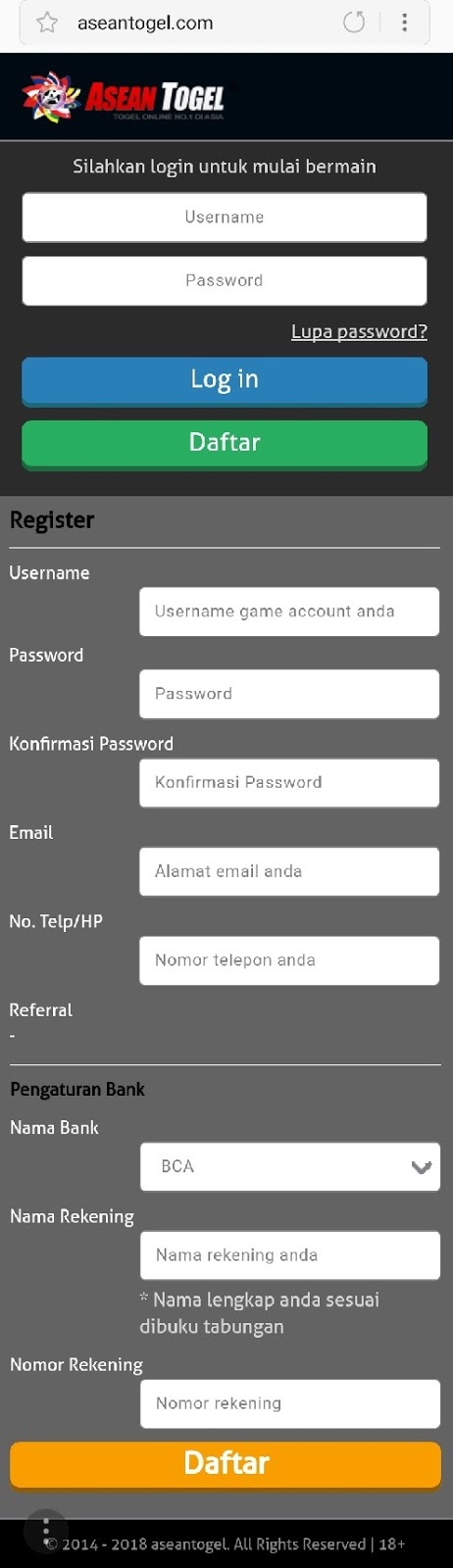 cara daftar aseantogel