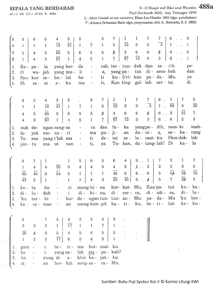 Chord Kepala Yang Berdarah Ps 488 Madah Rohani Lyric Chord Christian Song