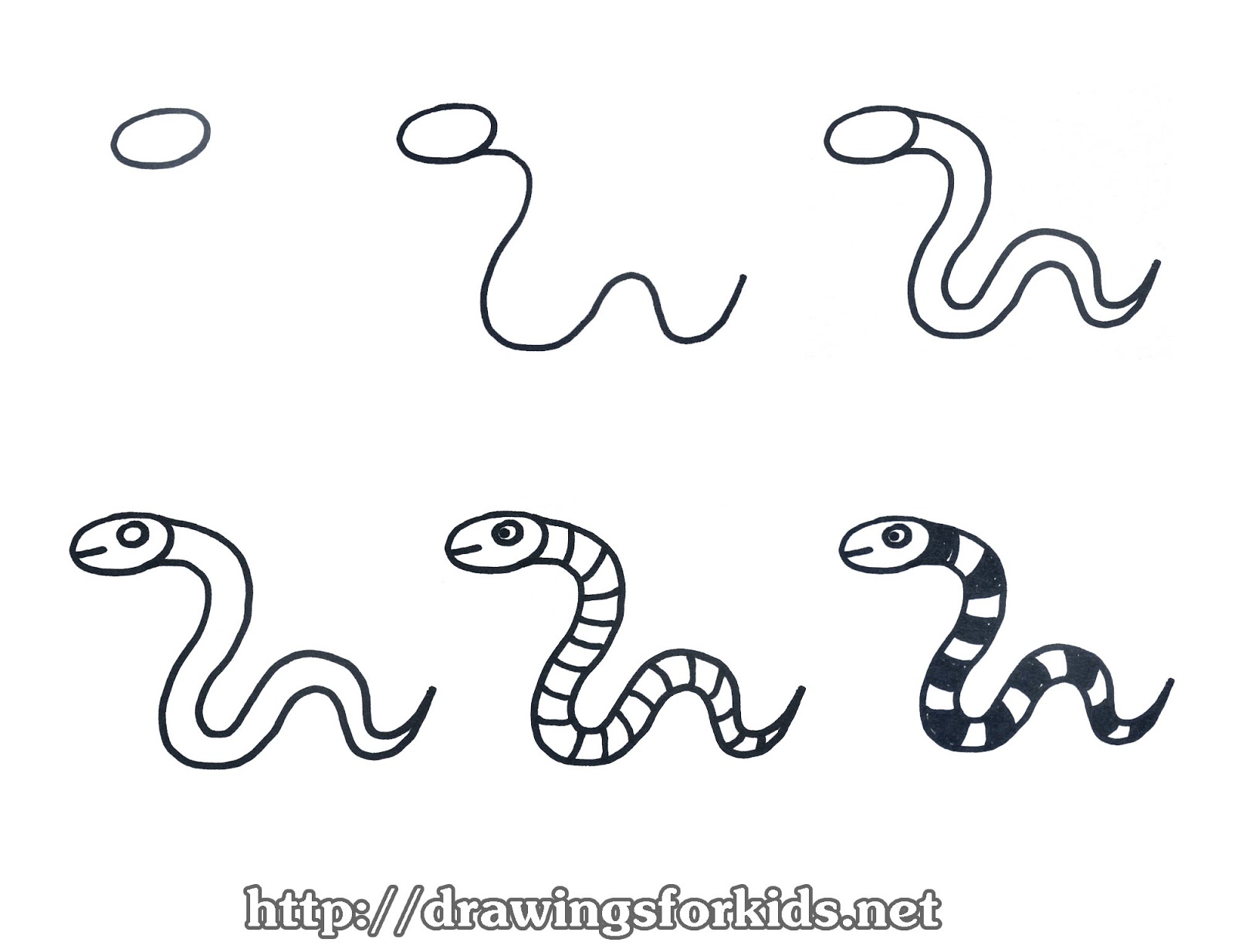 How to draw a snake for kids 
