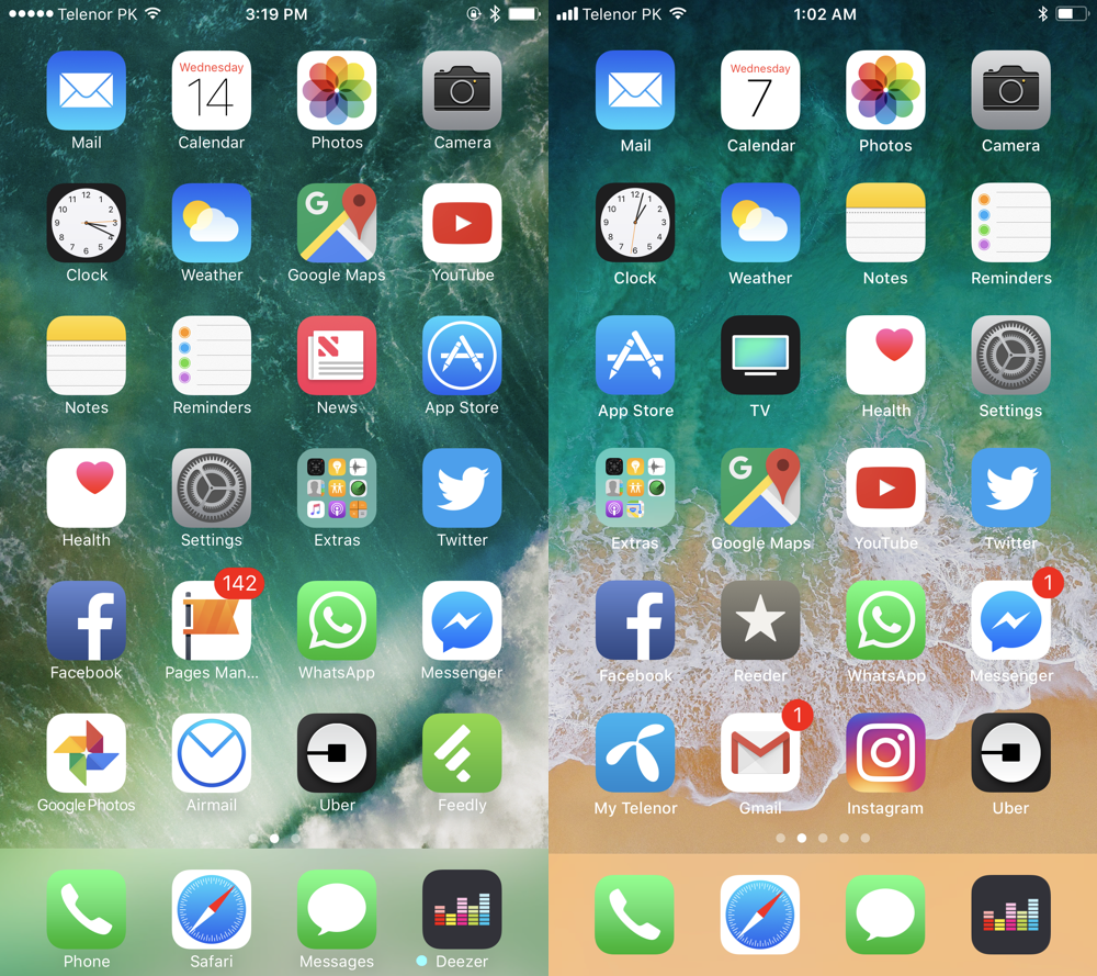 Ios 11 vs ios 10 visual differences and comparison with screenshots