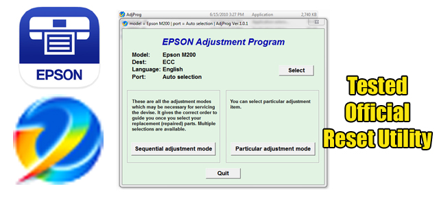 Epson M200 Adjustment program (Reset Utility) Epson M200 Adjustment program (Reset Utility)