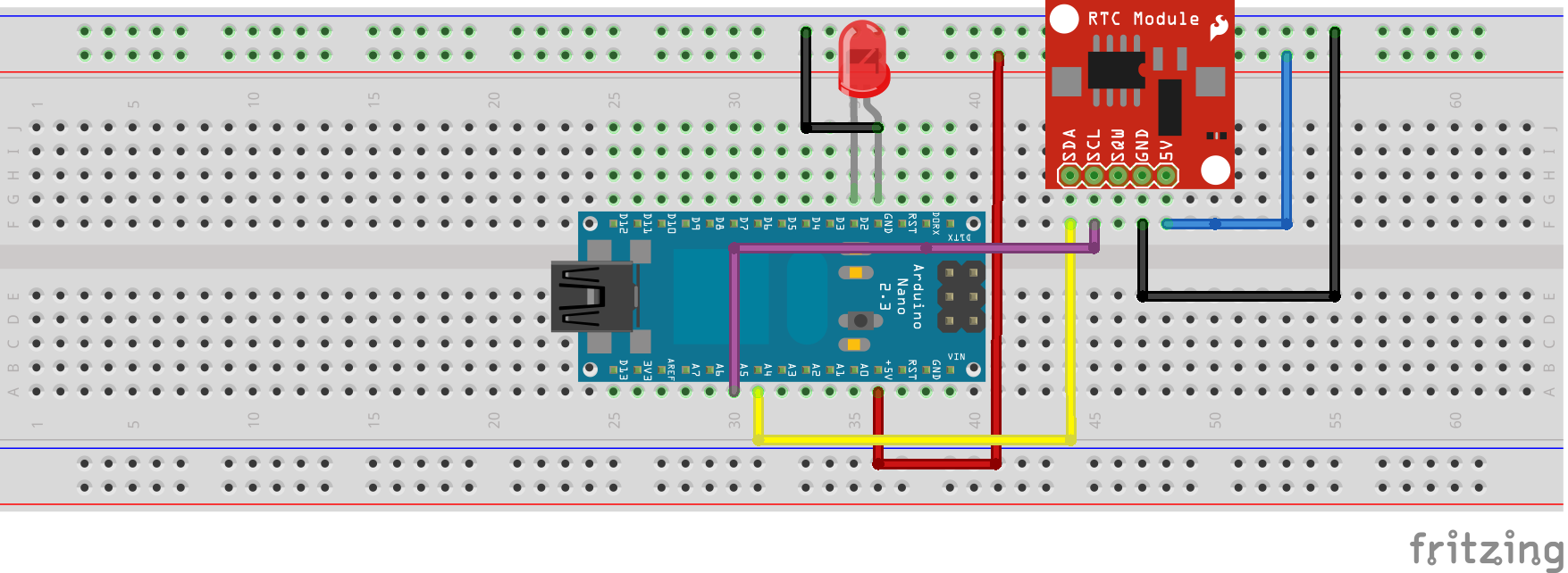 control a led using rtc with arduino