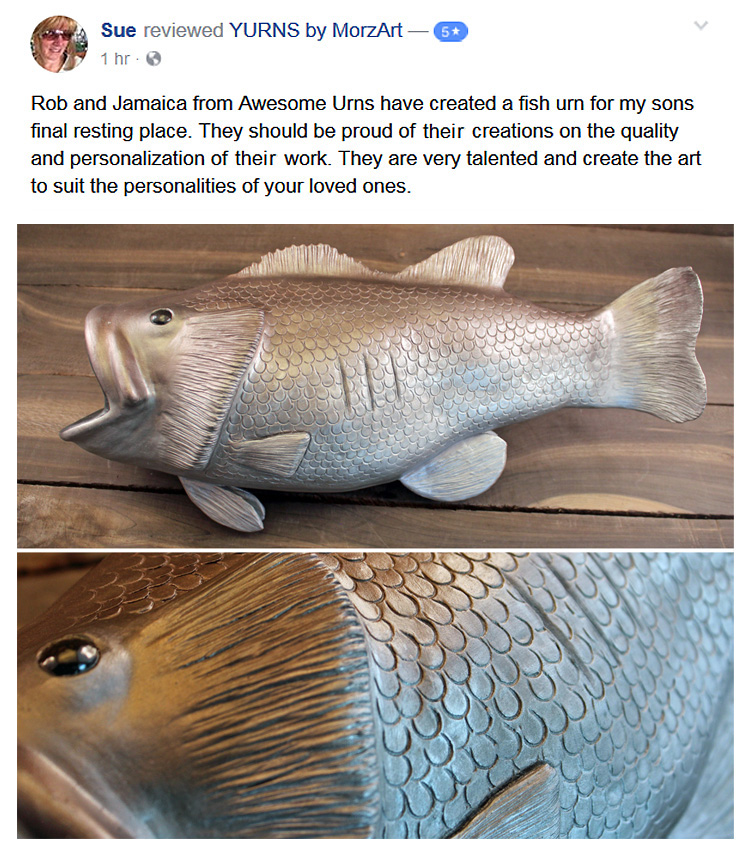Facebook Review for bass fish urn