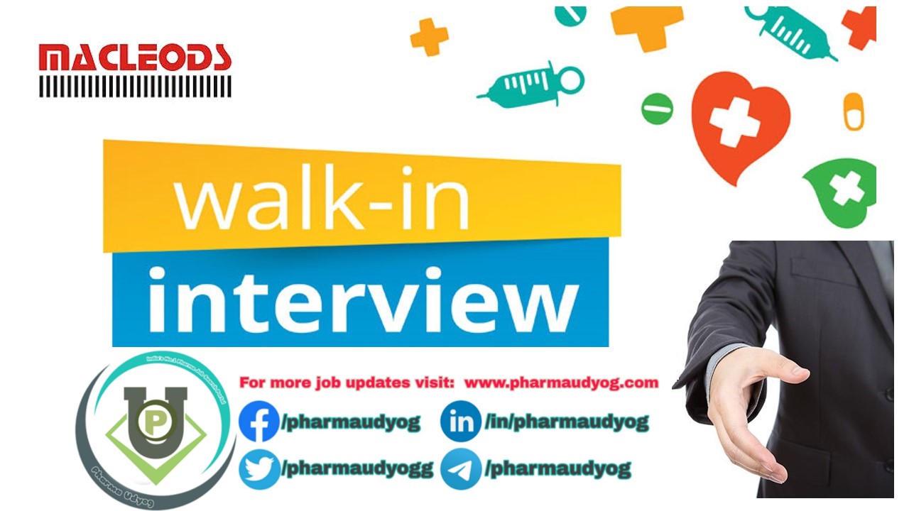 MacLeods Walkin for Multiple Departments on 9 Feb 2020 Pharma Jobs