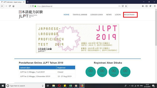 Cara daftar JLPT online