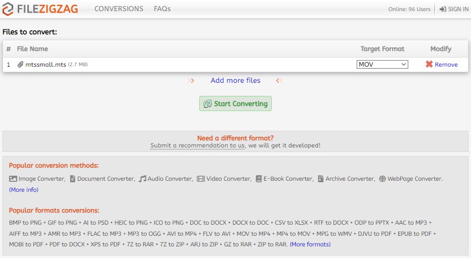 How To Convert mts file to mov file