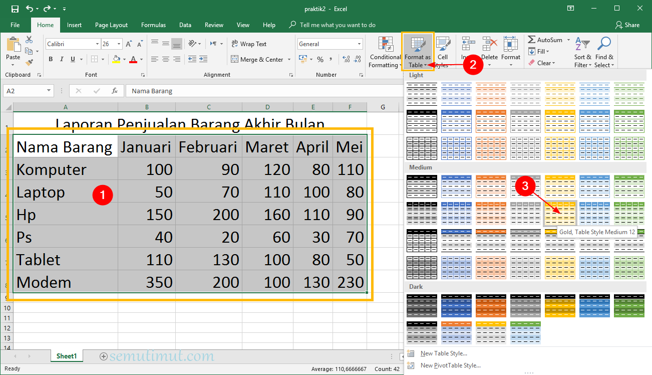 Cara Menghitung Kualitas Tabel Excel | Warga.Co.Id