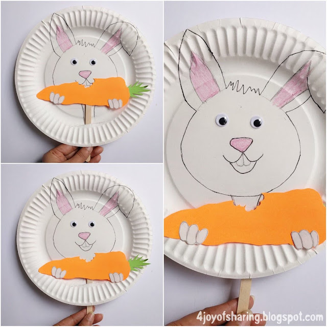 Paper Plate Craft, Easter Craft, Easter Bunny Craft, Chomp Chomp Bunny, Playful Bunny Craft, Wood Stick Crafts, Kids craft, crafts for kids, craft ideas, kids crafts, craft ideas for kids, paper craft, art projects for kids, easy crafts for kids, fun craft for kids, kids arts and crafts, art activities for kids, kids projects, art and crafts ideas, toddler crafts, toddler fun, preschool craft ideas, kindergarten crafts, crafts for young kids, school crafts